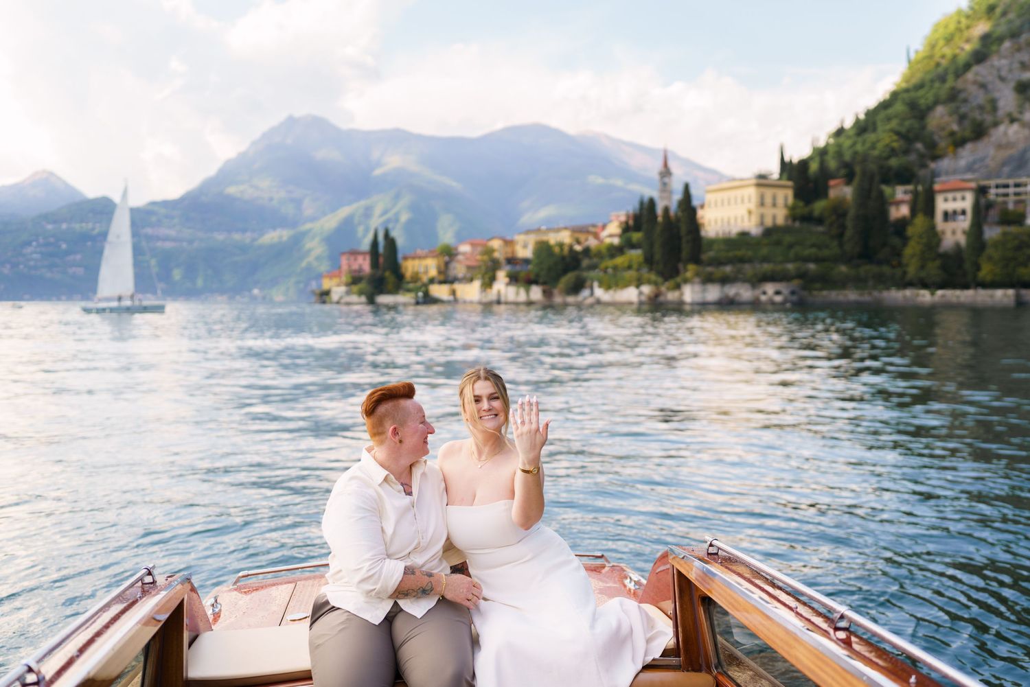 proposal on lake como varenna elegant photoshoot same sex couple