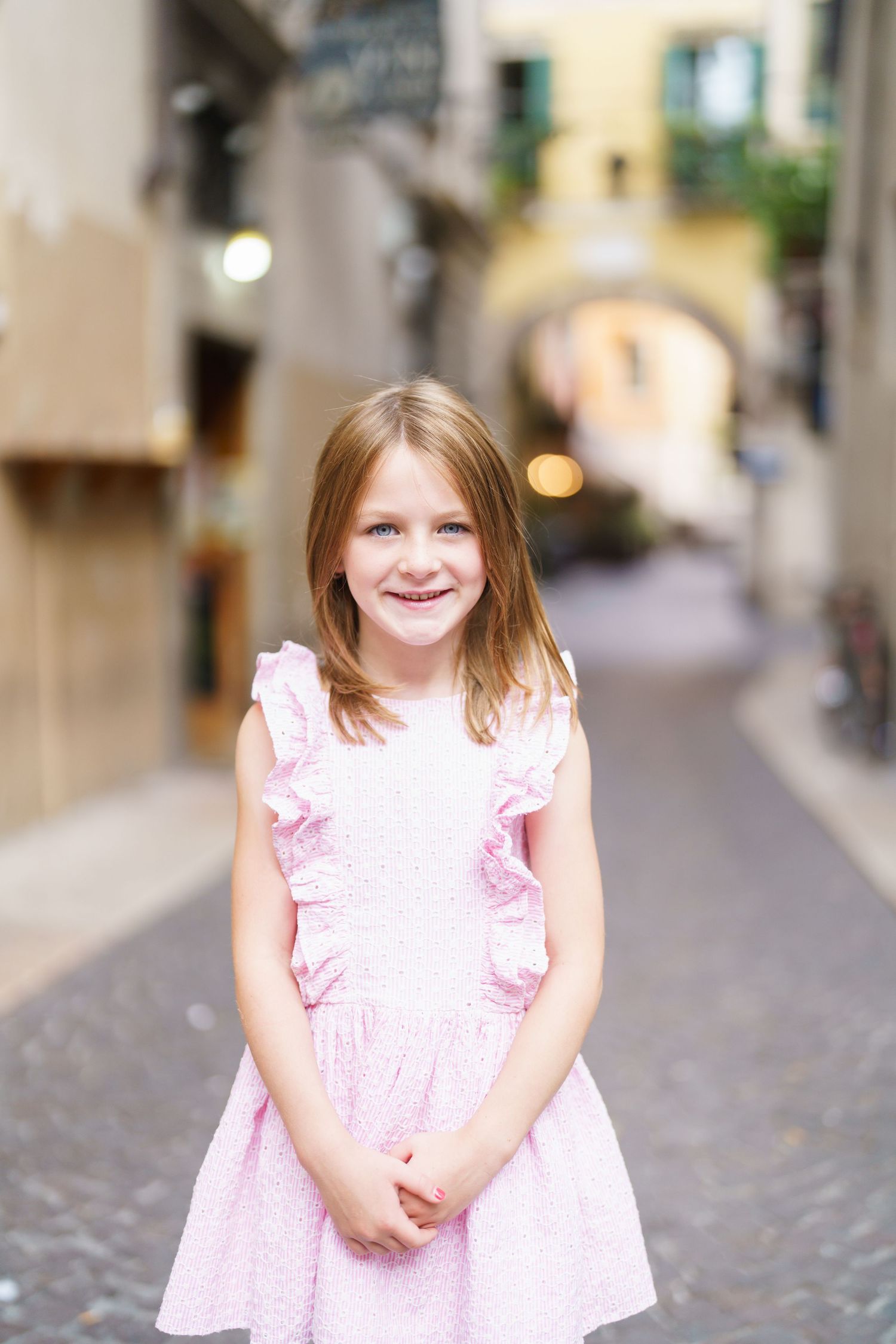 Romantic couple portrait in historic streets of Verona Italy by Verona family photographer