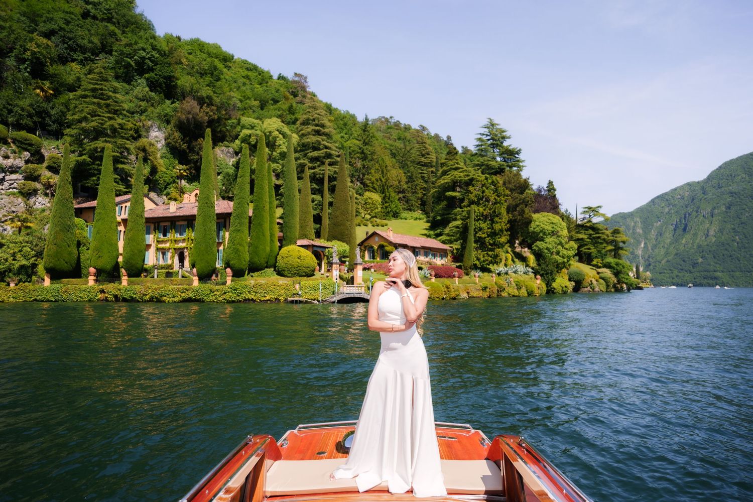 Luxury photographer Italy Como Lake creating editorial style portraits in Menaggio and Bellagio