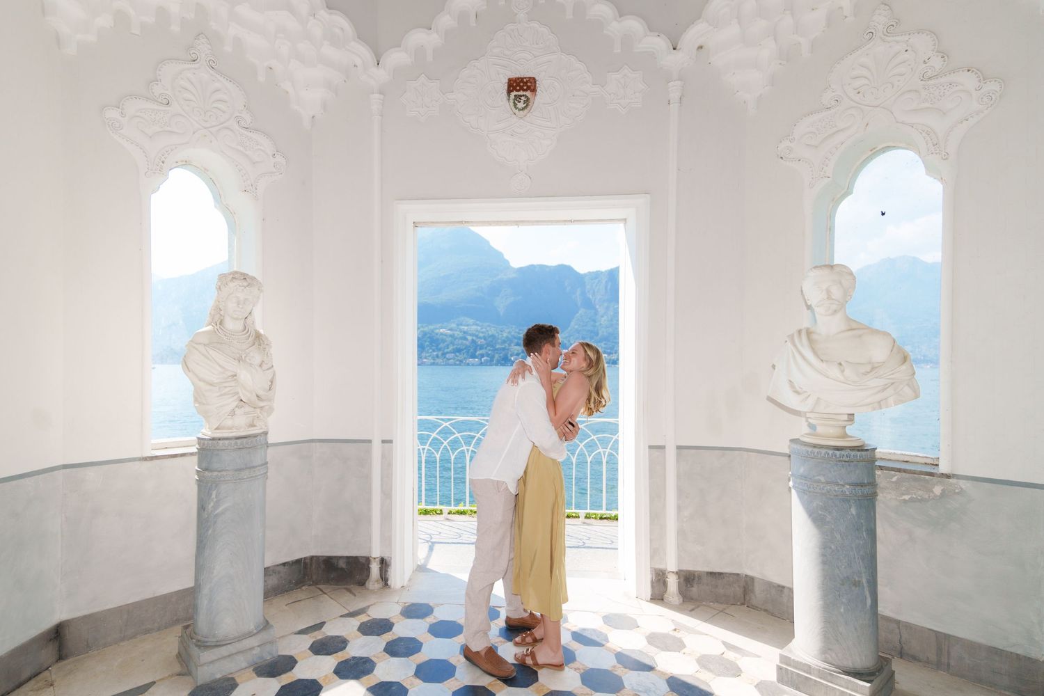 Luxury Lake Como engagement photography among Villa Melzi gardens