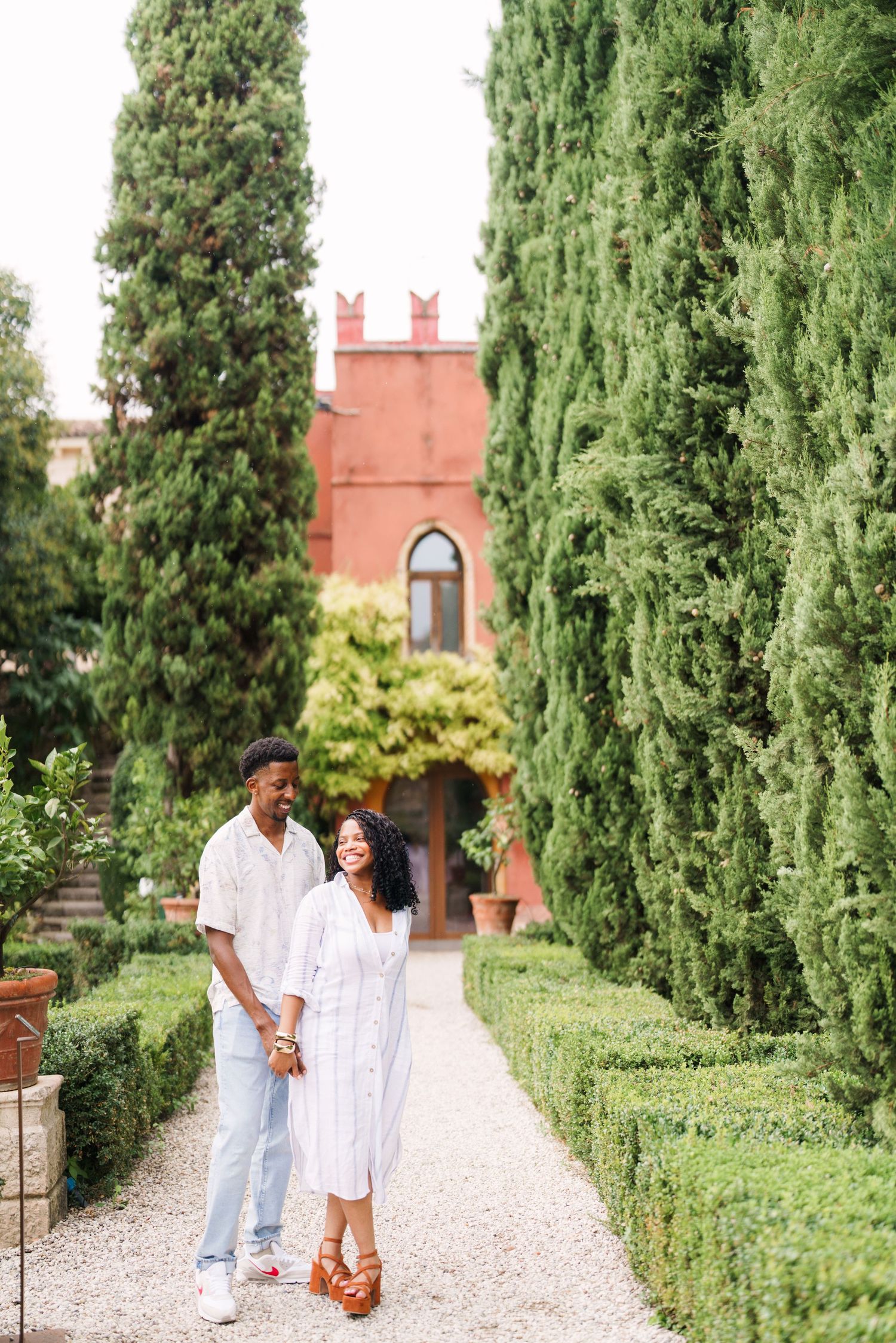 Surprise engagement proposal in Verona captured in cinematic and elegant photography style