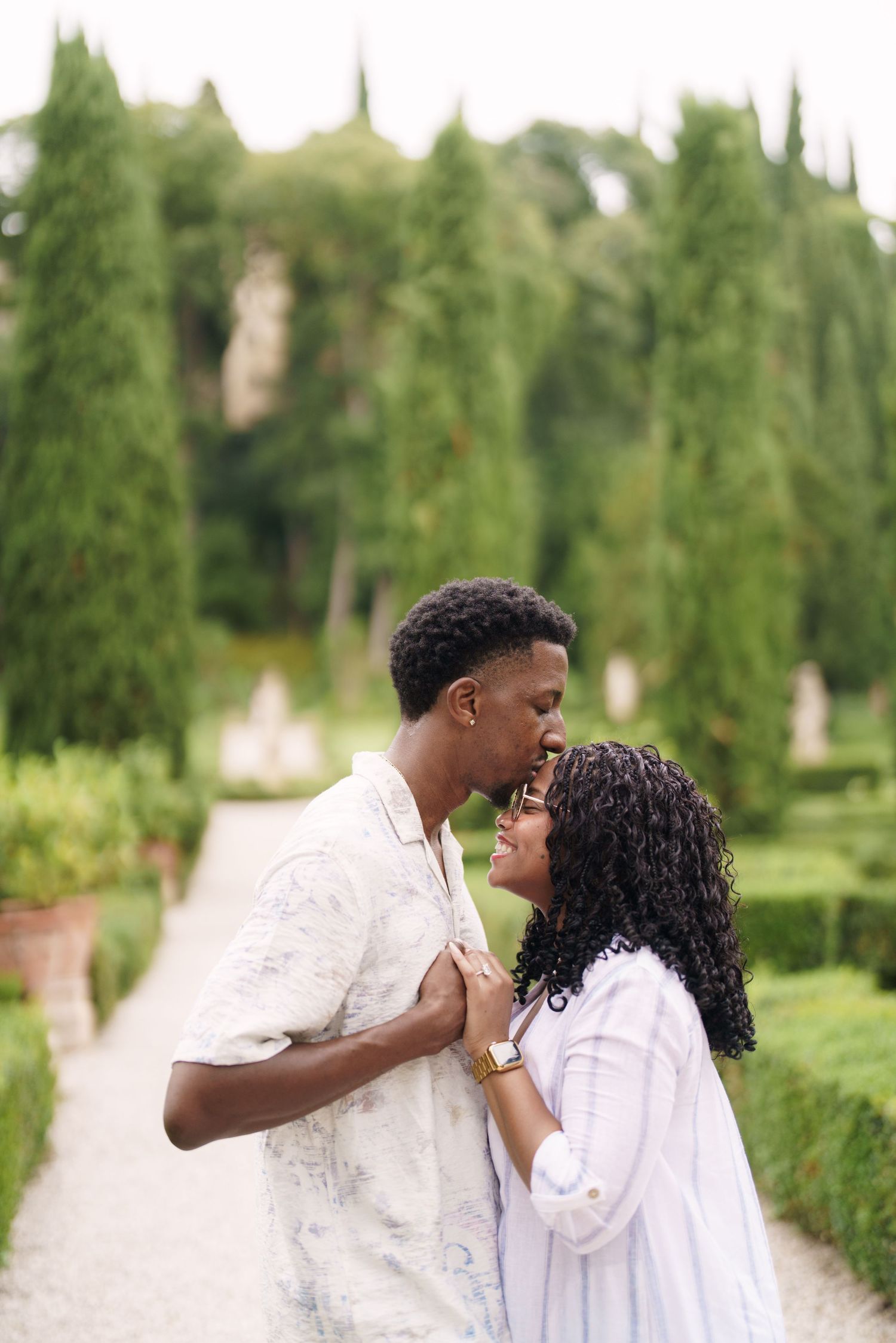 Surprise engagement proposal in Verona captured in cinematic and elegant photography style