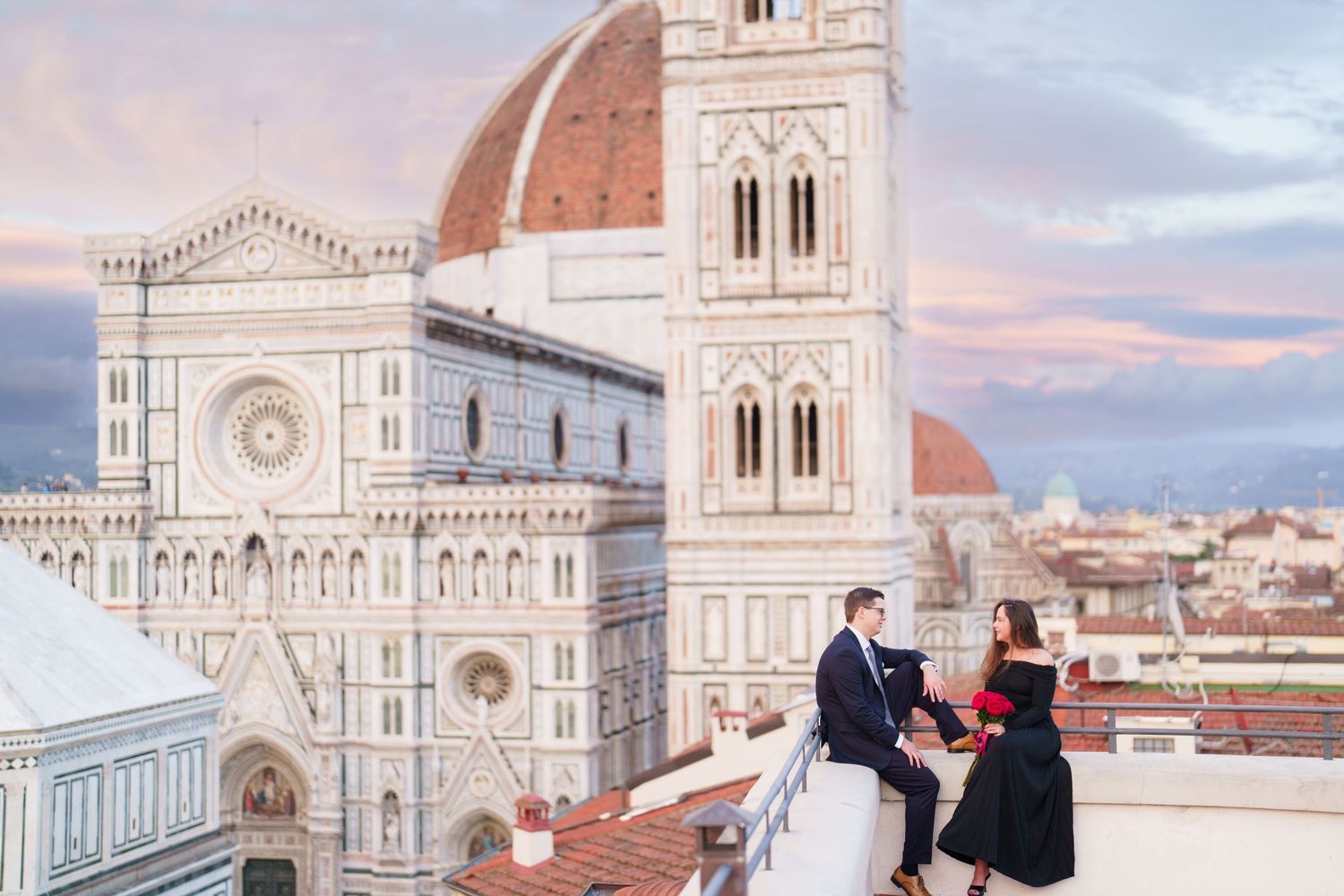 Panoramic collage of Florence Cathedral and Duomo showcasing the Renaissance architecture at different times of day.