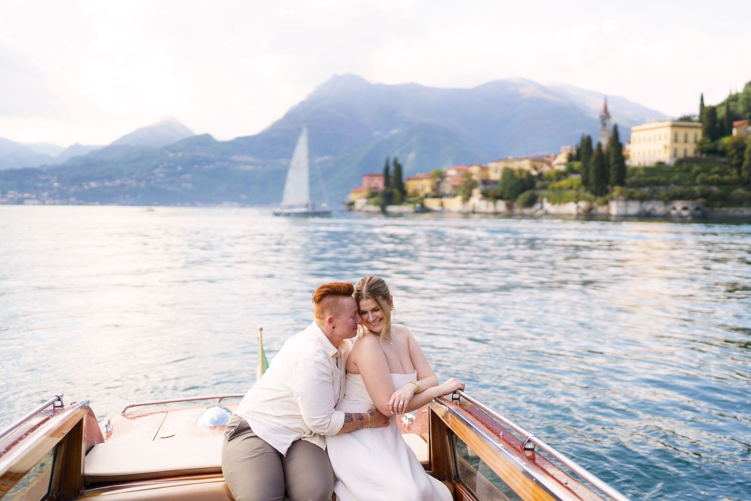 lake como engagement boat varenna romantic moment