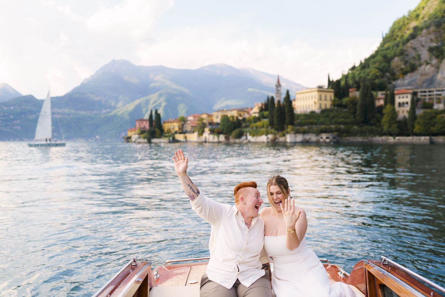 proposal on lake como varenna elegant photoshoot same sex couple
