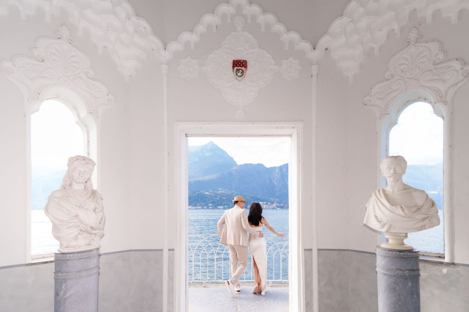 A series of white-toned photographs showing a figure in motion against architectural elements and windows.