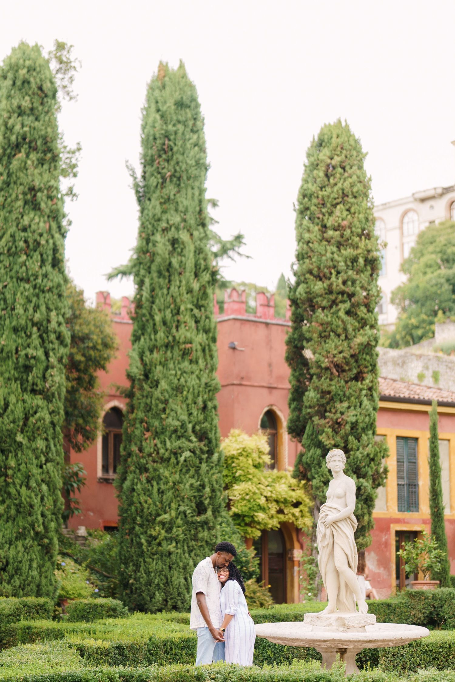 Surprise engagement proposal in Verona captured in cinematic and elegant photography style