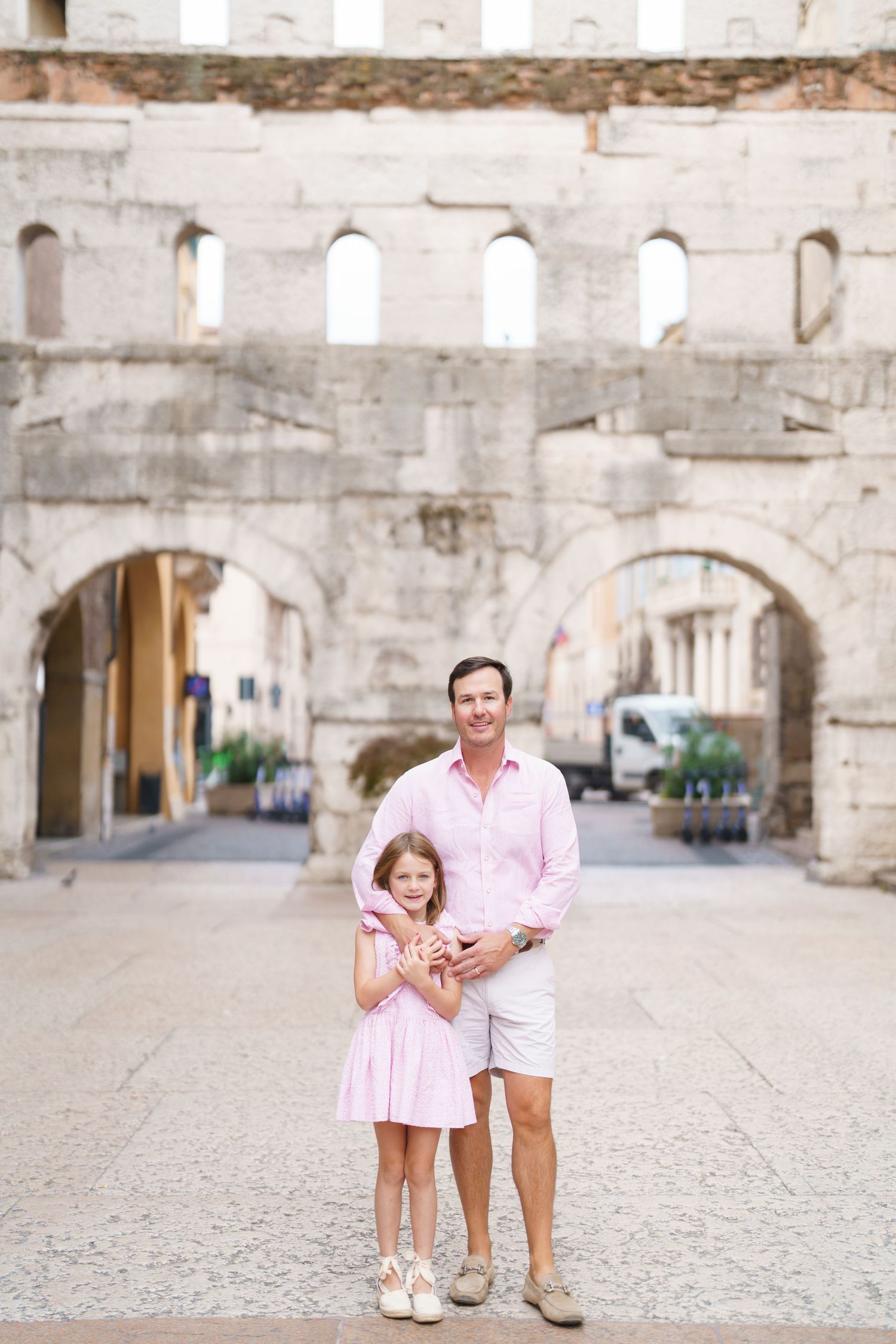 Romantic couple portrait in historic streets of Verona Italy by Verona family photographer