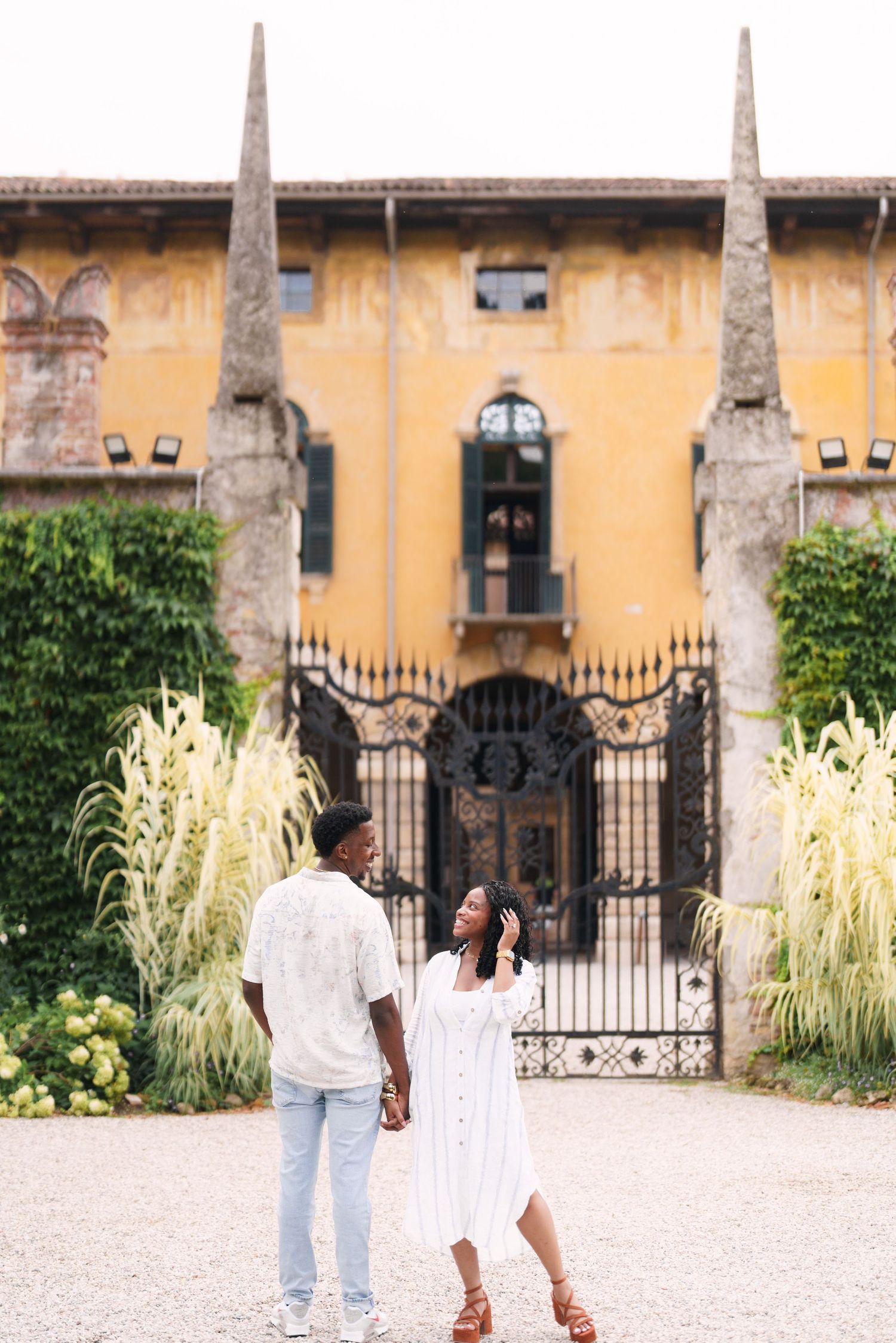 Surprise engagement proposal in Verona captured in cinematic and elegant photography style