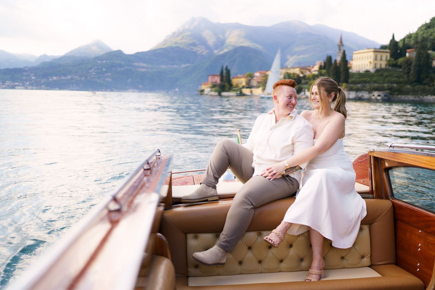 lake como engagement boat varenna romantic moment