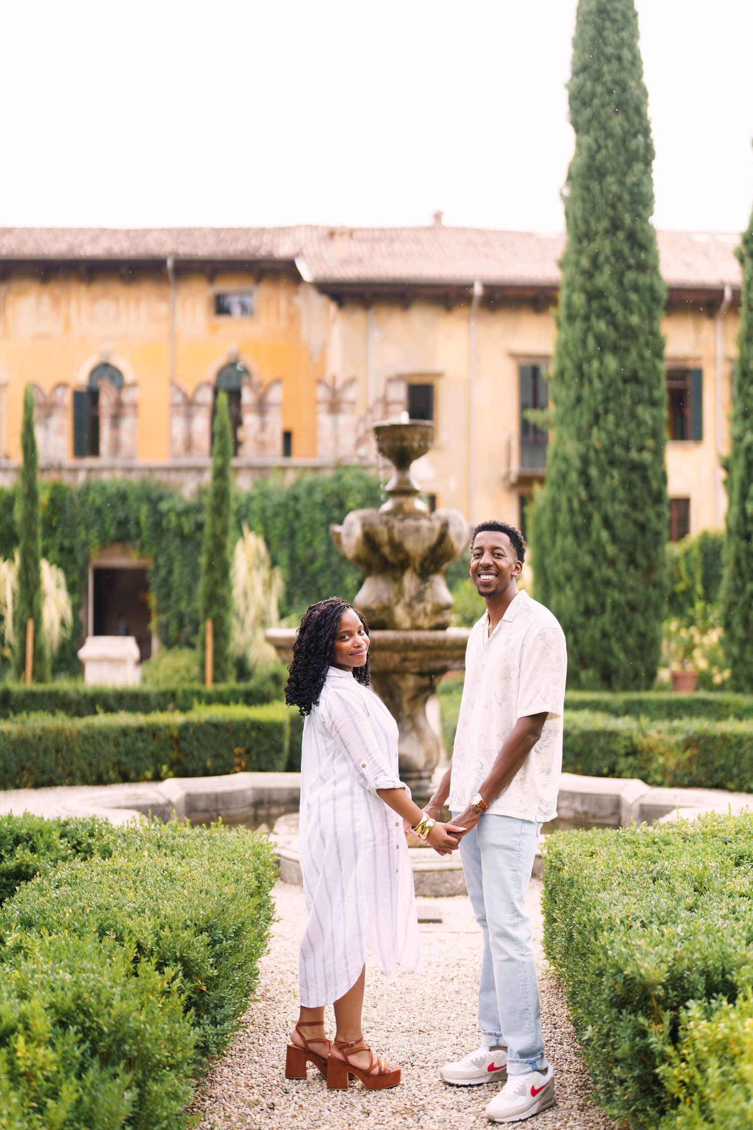 Surprise engagement proposal in Verona captured in cinematic and elegant photography style