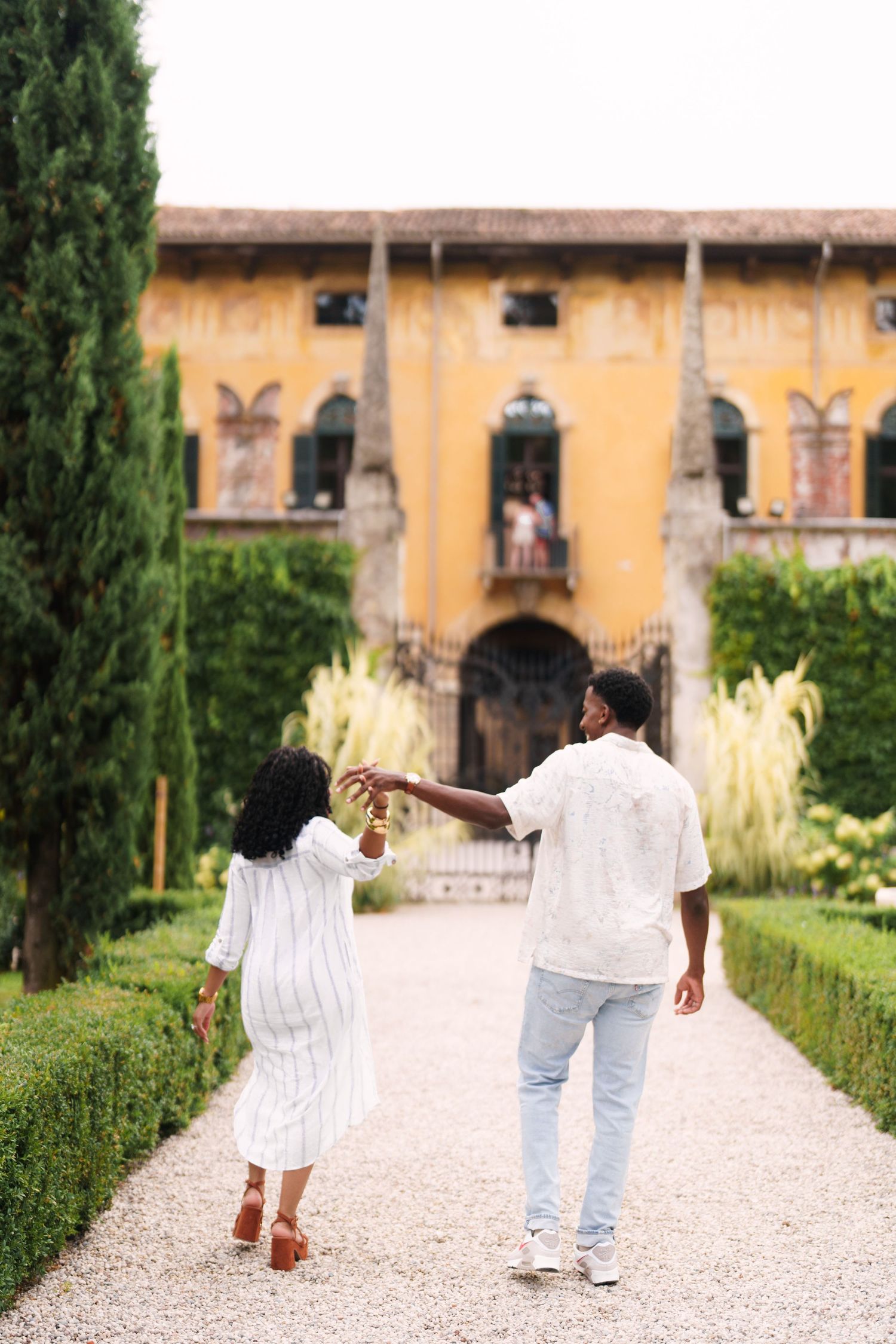 Surprise engagement proposal in Verona captured in cinematic and elegant photography style