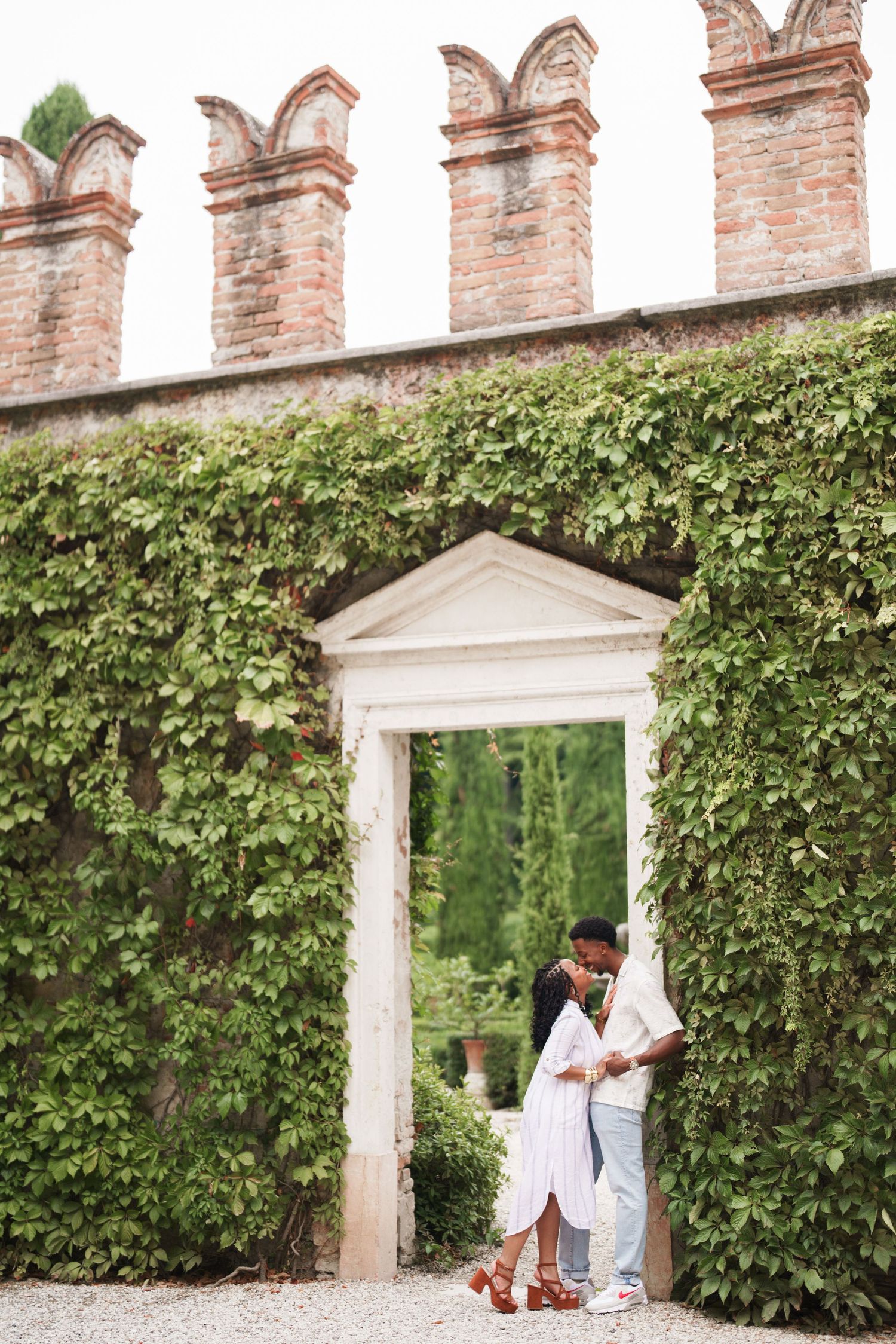 Surprise engagement proposal in Verona captured in cinematic and elegant photography style