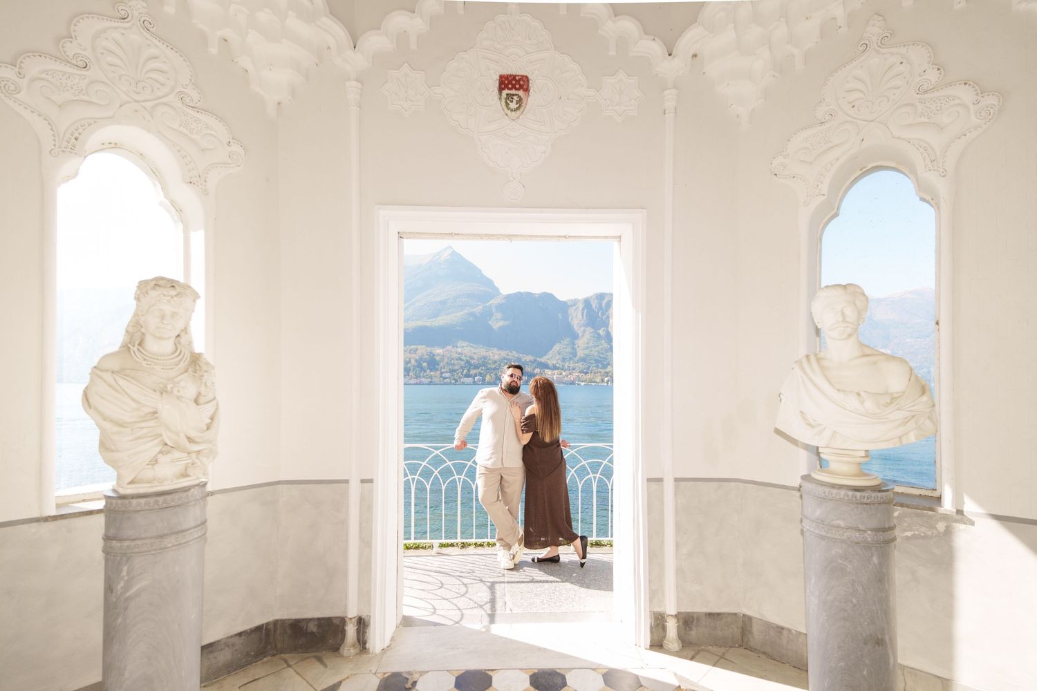 Villa Melzi Bellagio couple photoshoot lake view luxury Italy