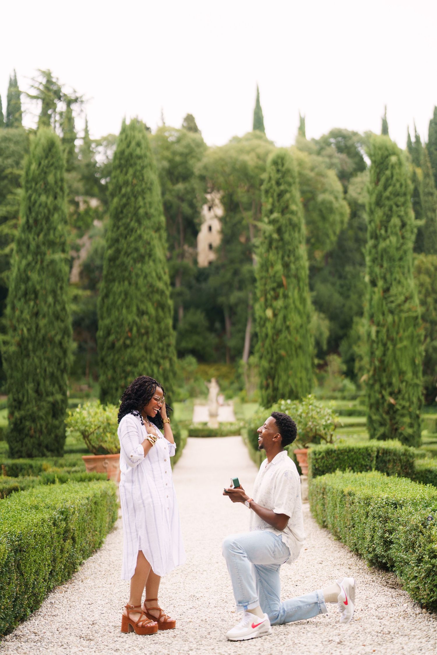 Surprise engagement proposal in Verona captured in cinematic and elegant photography style