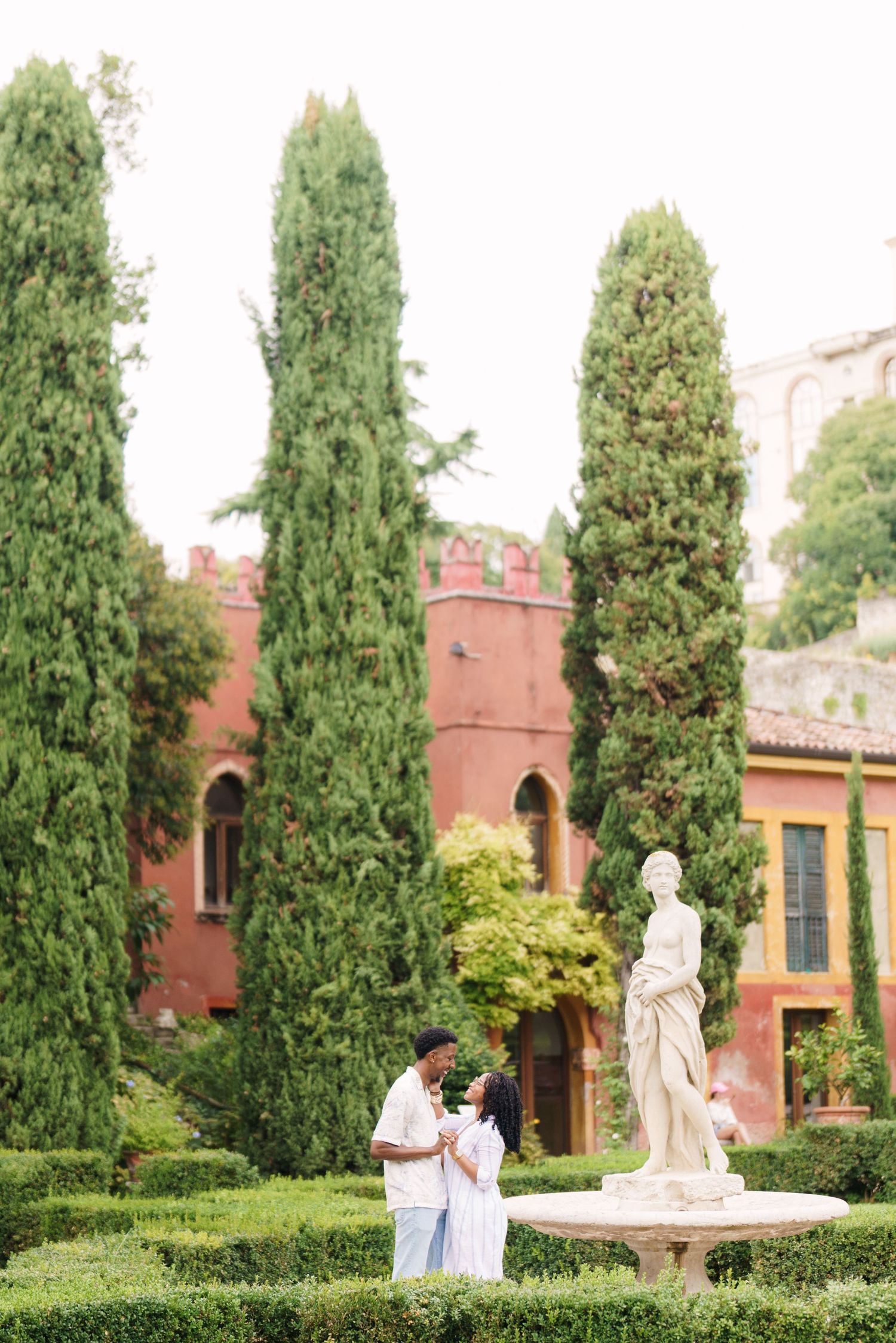 Surprise engagement proposal in Verona captured in cinematic and elegant photography style