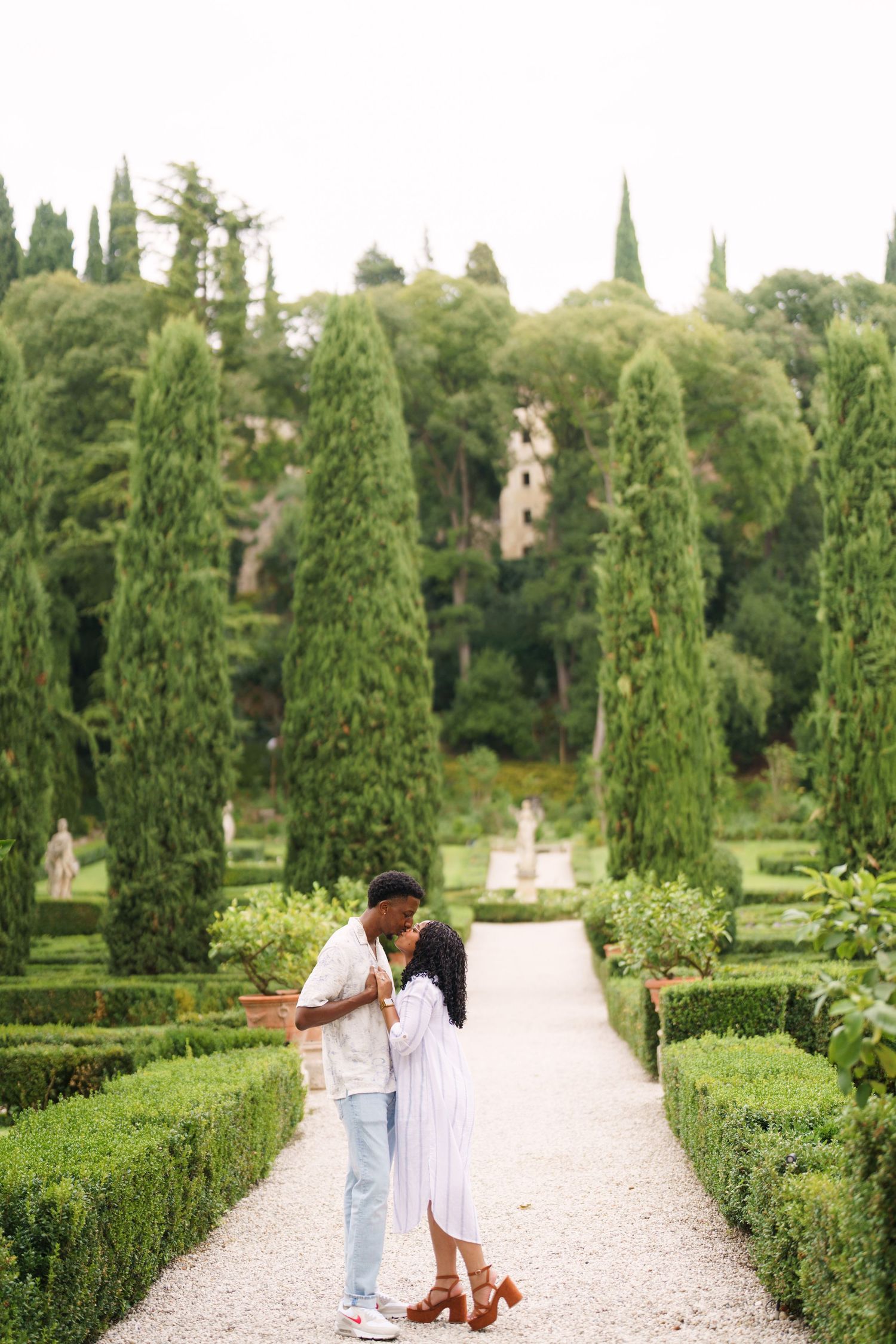 Surprise engagement proposal in Verona captured in cinematic and elegant photography style