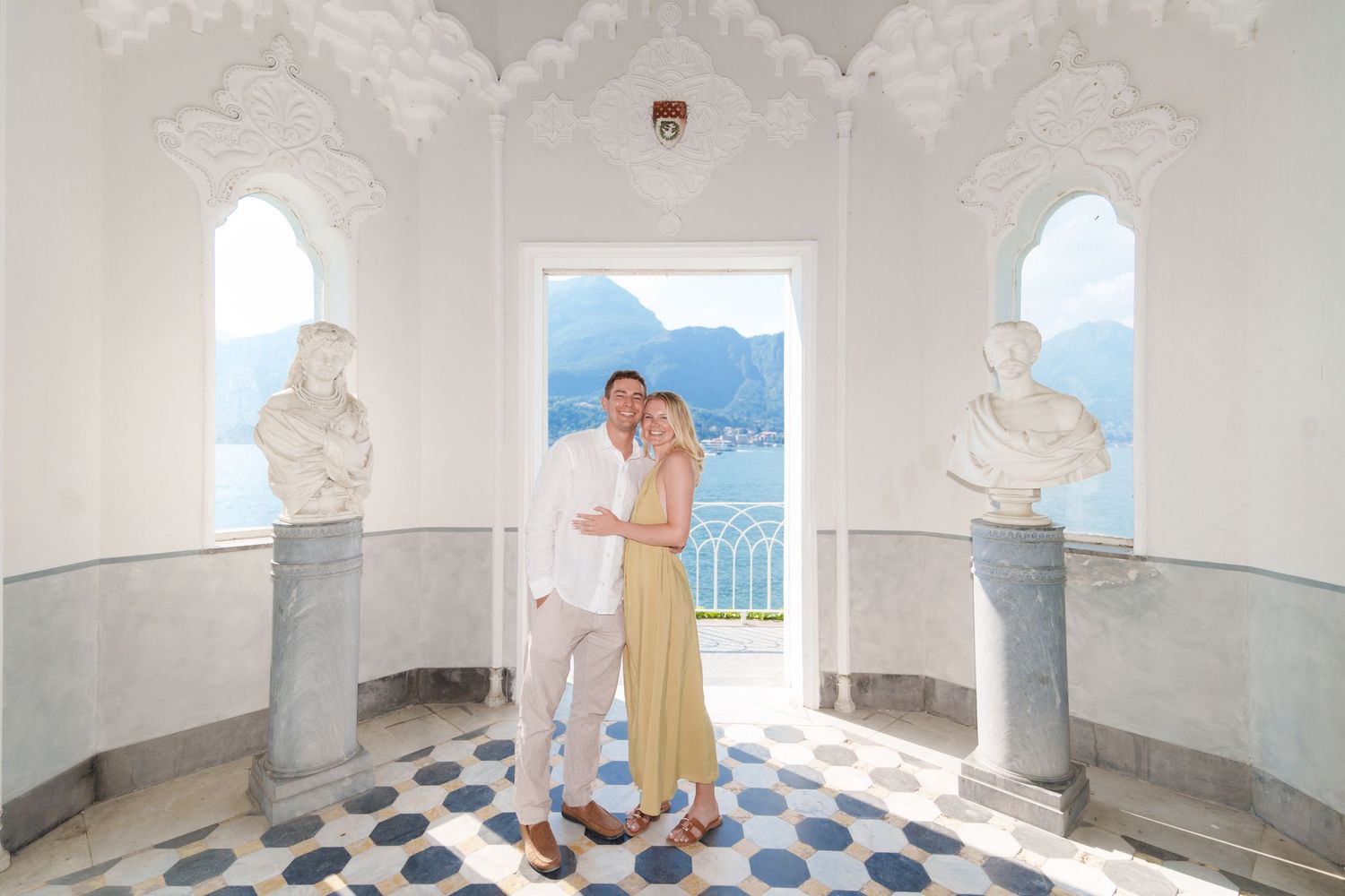 Luxury Lake Como engagement photography among Villa Melzi gardens