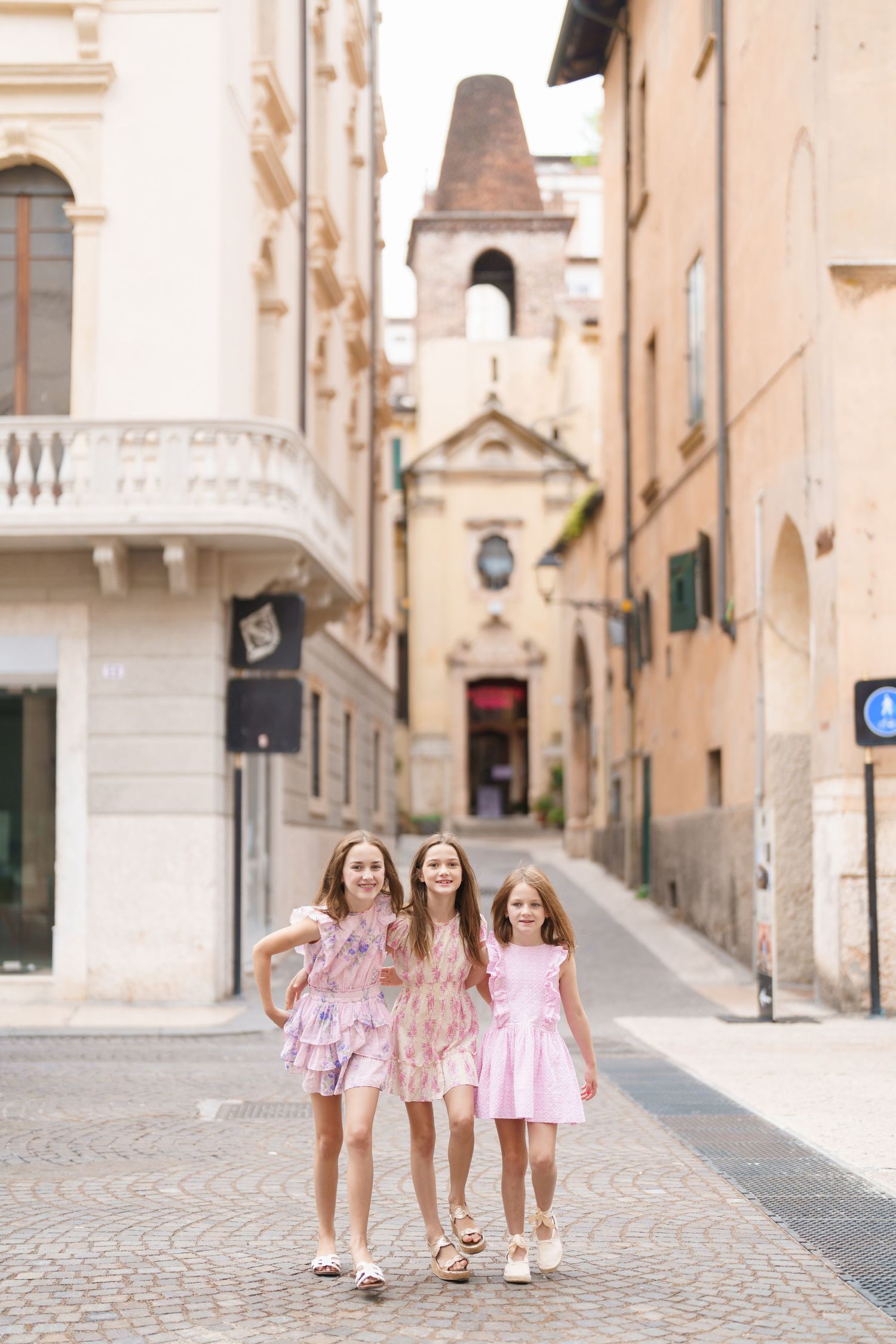 Romantic couple portrait in historic streets of Verona Italy by Verona family photographer