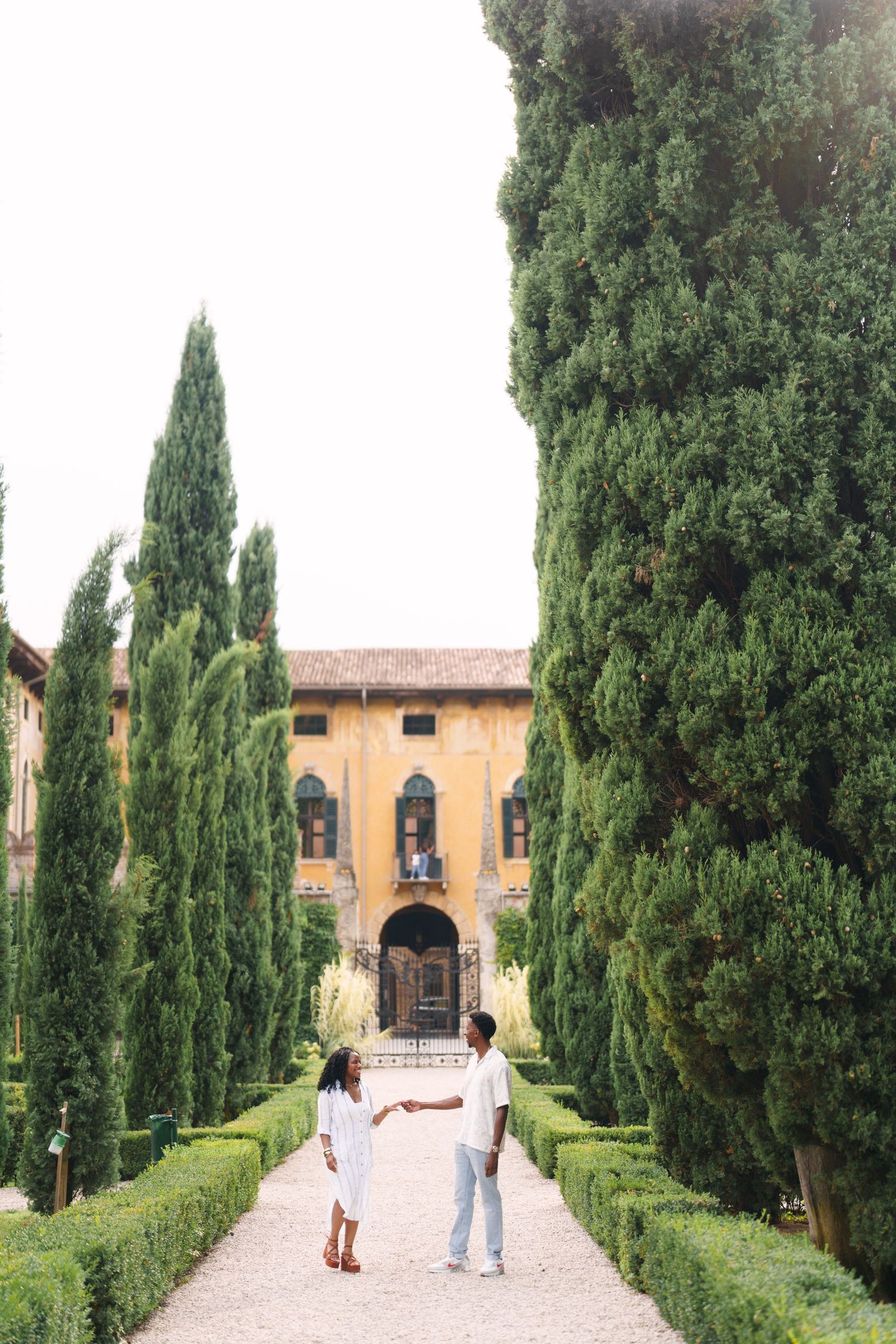 Surprise engagement proposal in Verona captured in cinematic and elegant photography style