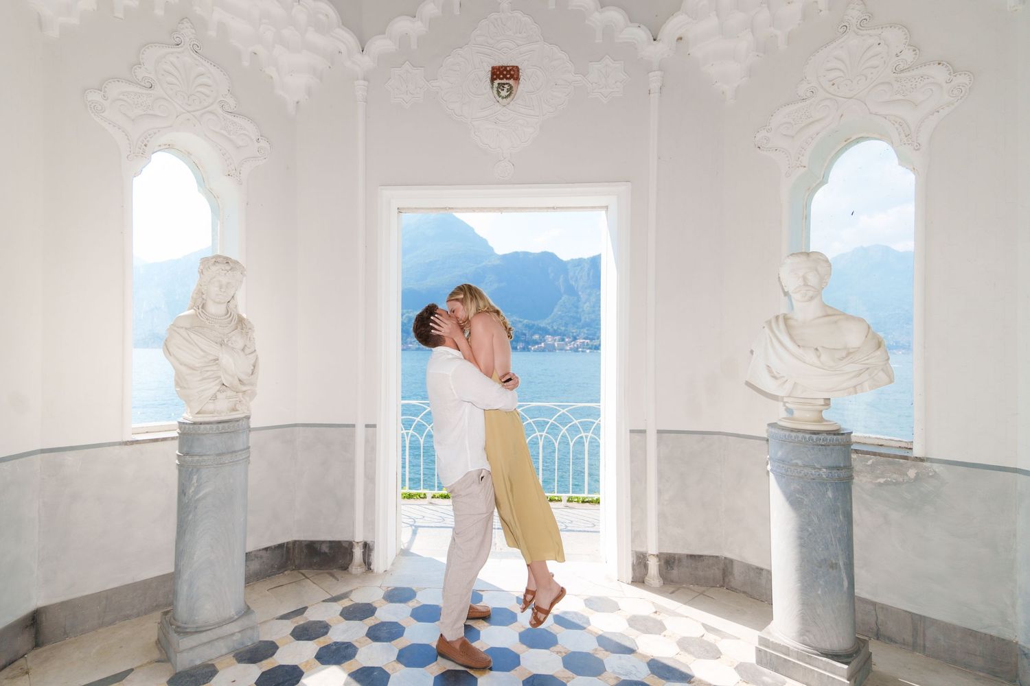 Luxury Lake Como engagement photography among Villa Melzi gardens