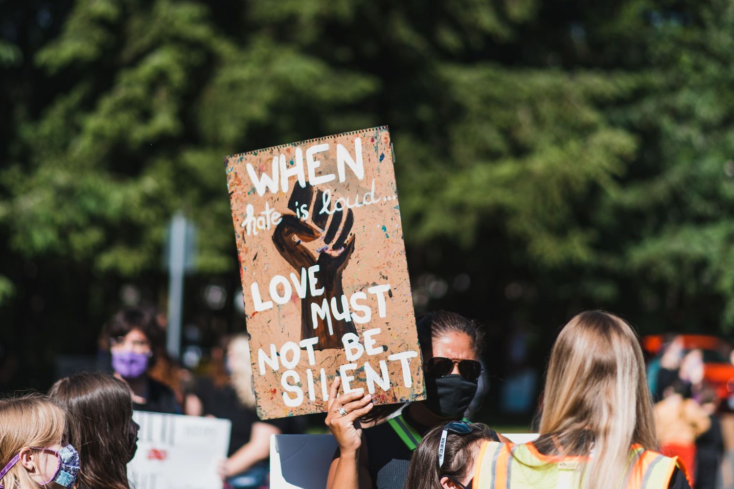 Black Lives Matter Mukilteo sign When Hate Is Loud Love Must Not Be Silent