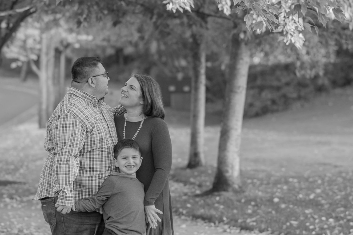 Family of three fall portrait in Mukilteo, Washington
