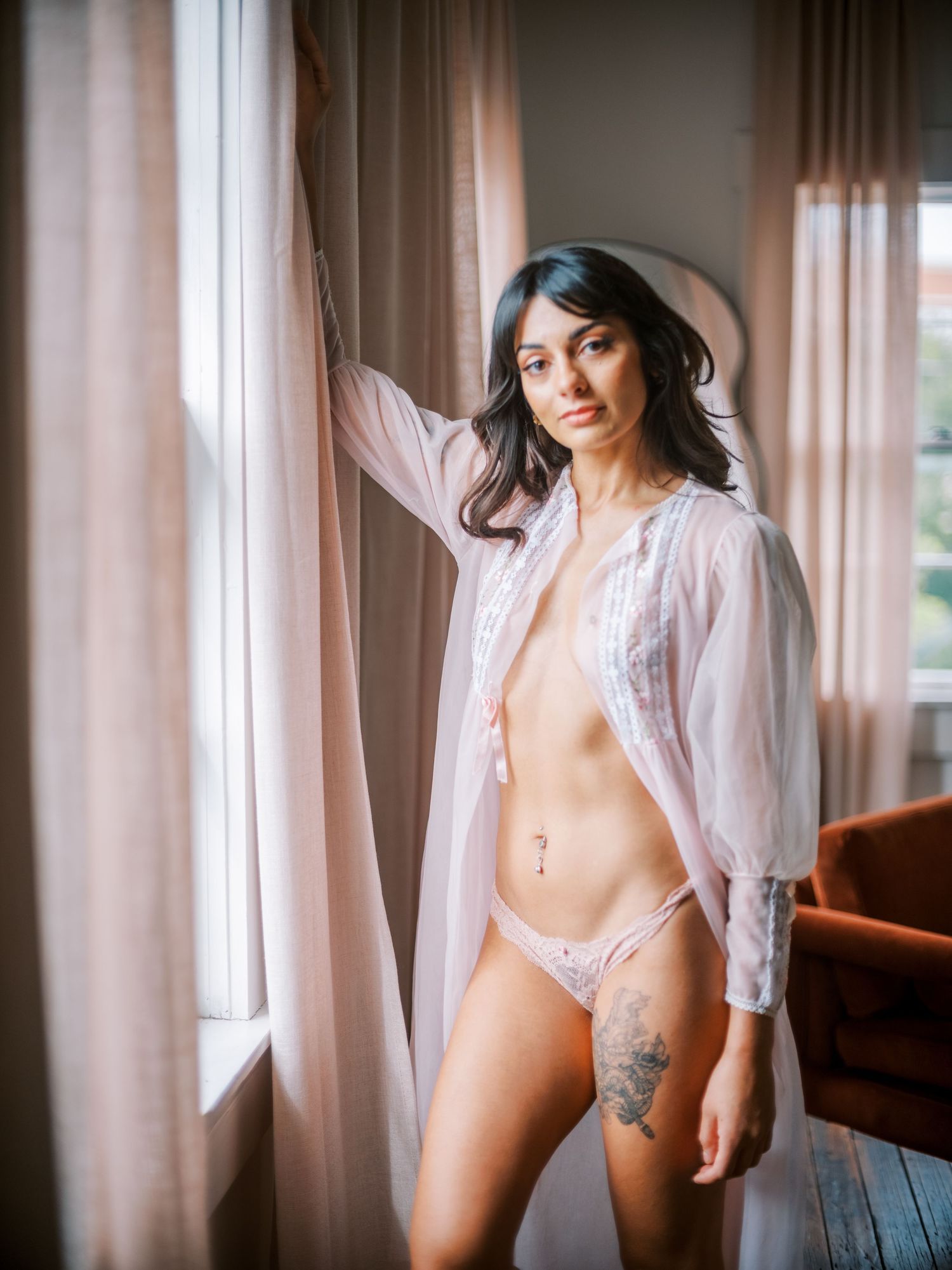 Cozy oversized sweater boudoir session Savannah