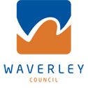 Waverley Council official logo featuring orange and blue wave design with bold text on white background.