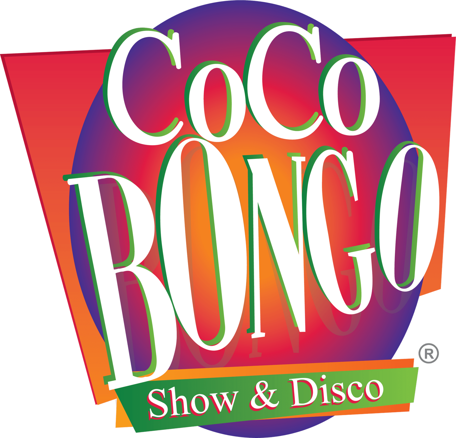 Coco Bongo Show and Disco colorful entertainment venue logo.