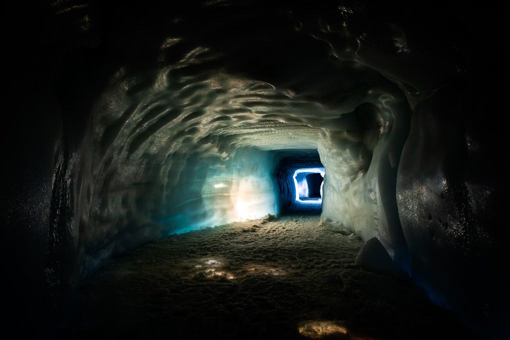 Inside a tunnel at Iceland's iconic Into The Glacier experience.
