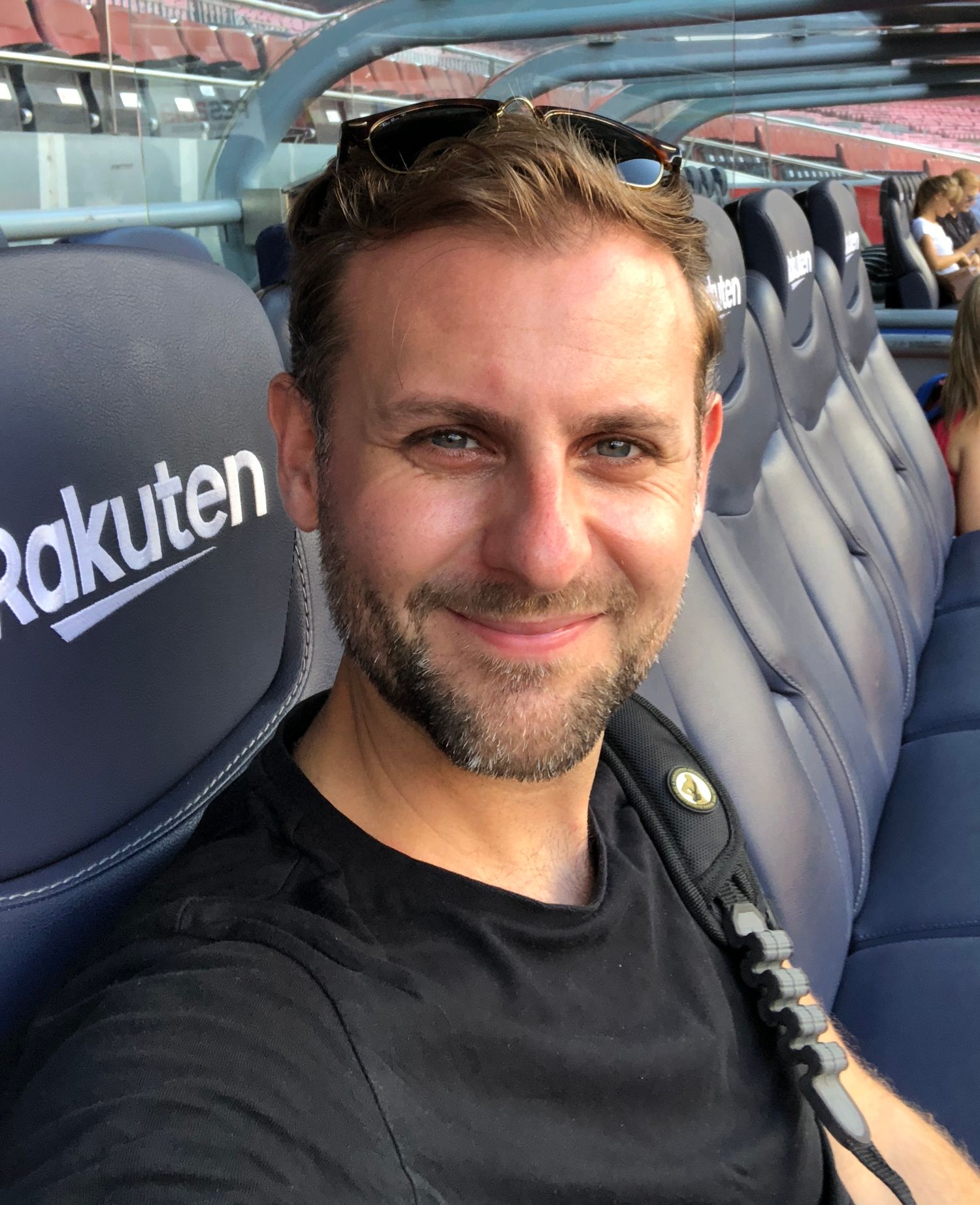 Lee Charlton at Camp Nou in Barcelona, reflecting his international travel and sports photography experience.
