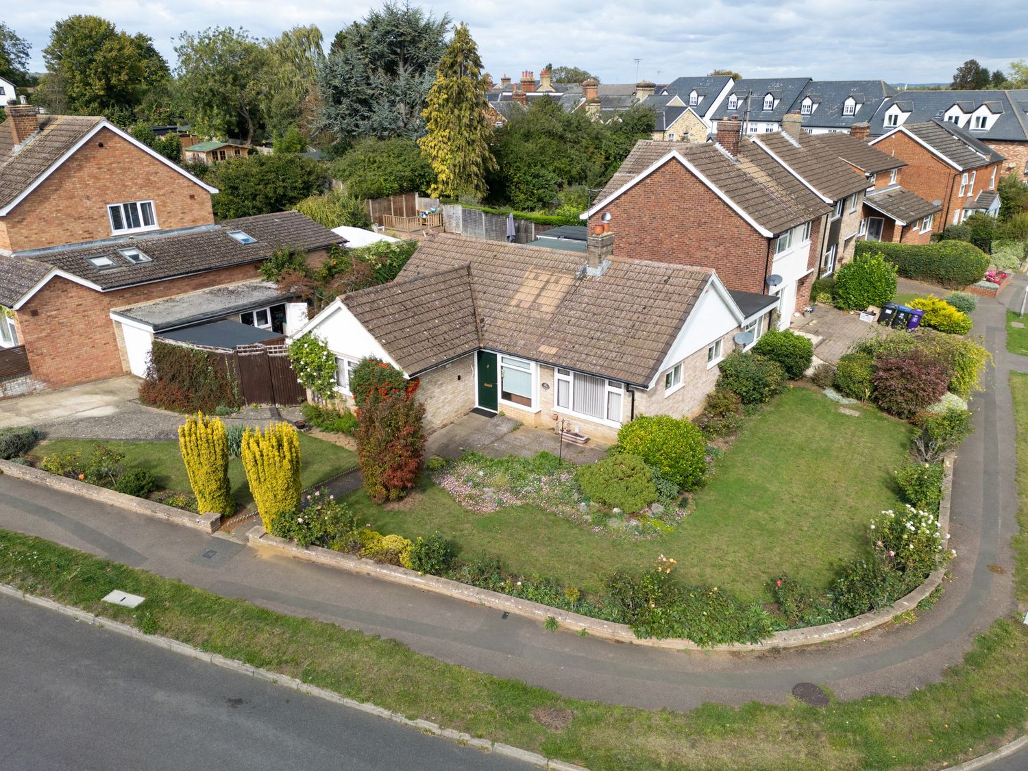 Aerial property photography of a house in Hitchin, Hertfordshire.