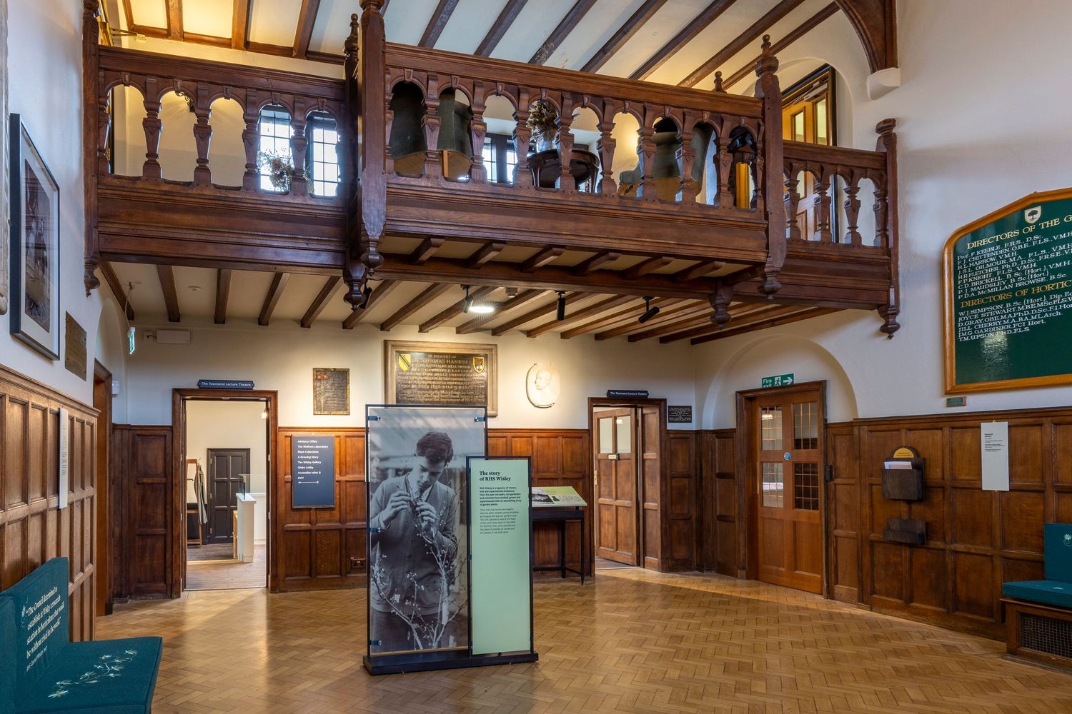 Historic museum interior featuring Tudor architecture, exhibition displays and traditional timber detailing.