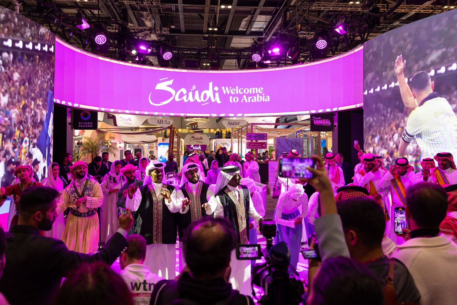 Saudi Arabia tourism pavilion attracting visitors at the World Travel Market travel industry exhibition
