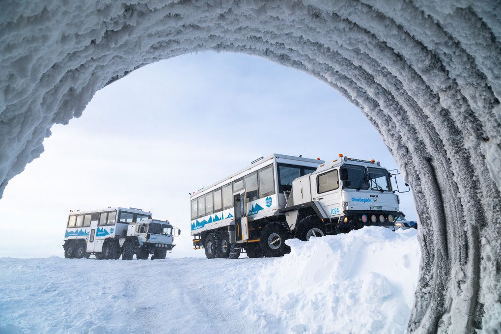 The entrance way to Into the Glacier in Iceland.