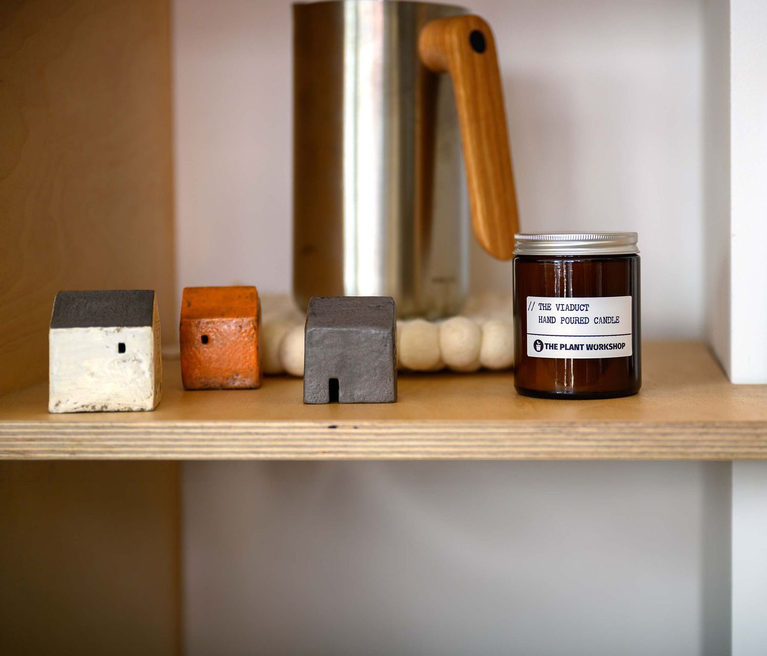 Styled Viaduct candle product photography for The Plant Workshop in the Scottish Highlands