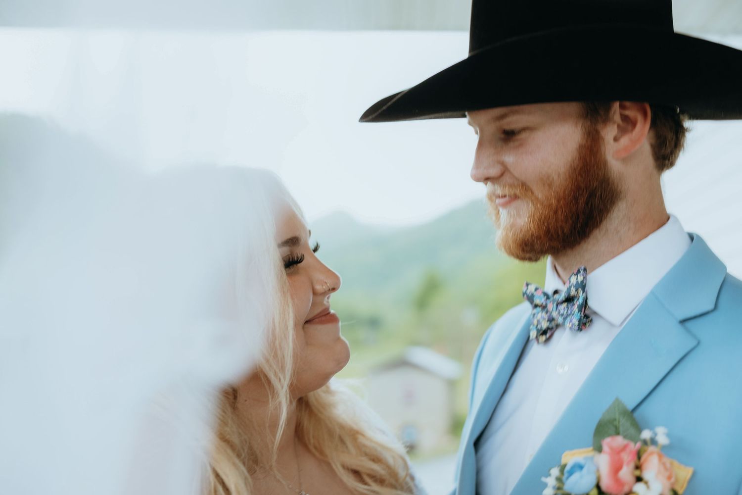 Veil Detail Newlywed Portrait