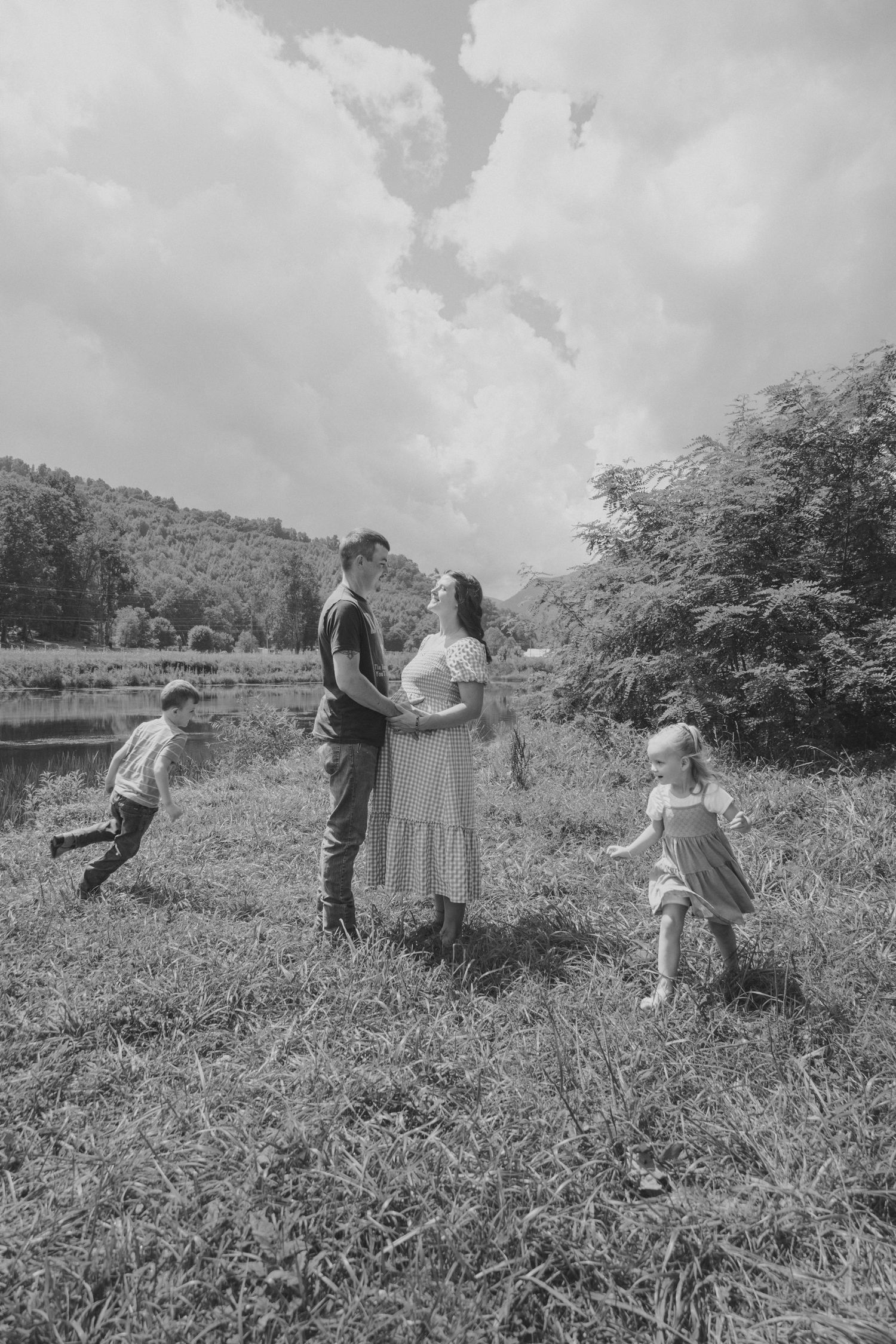 Black and White Creative Family and Maternity Image