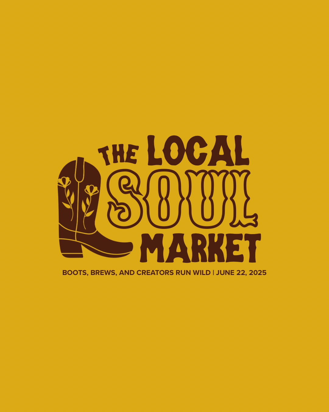 Retro-styled branding design for The Local Soul Market with boot icon.