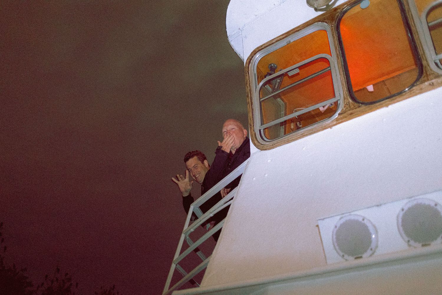 guests partying in a boat after a wedding day on Toronto Island