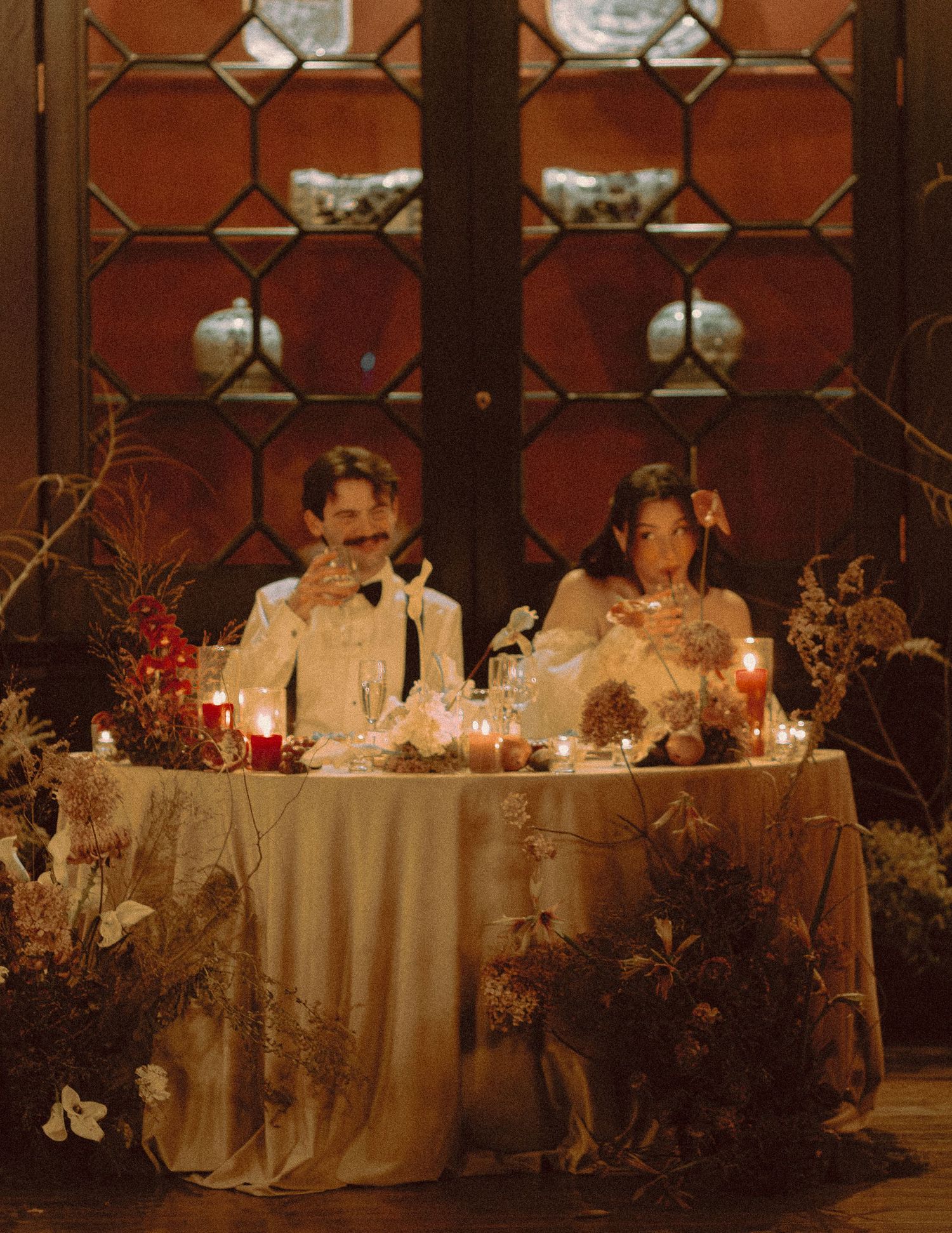 Bride and Groom inside Guildhall room during dinner at Old Mill Toronto wedding