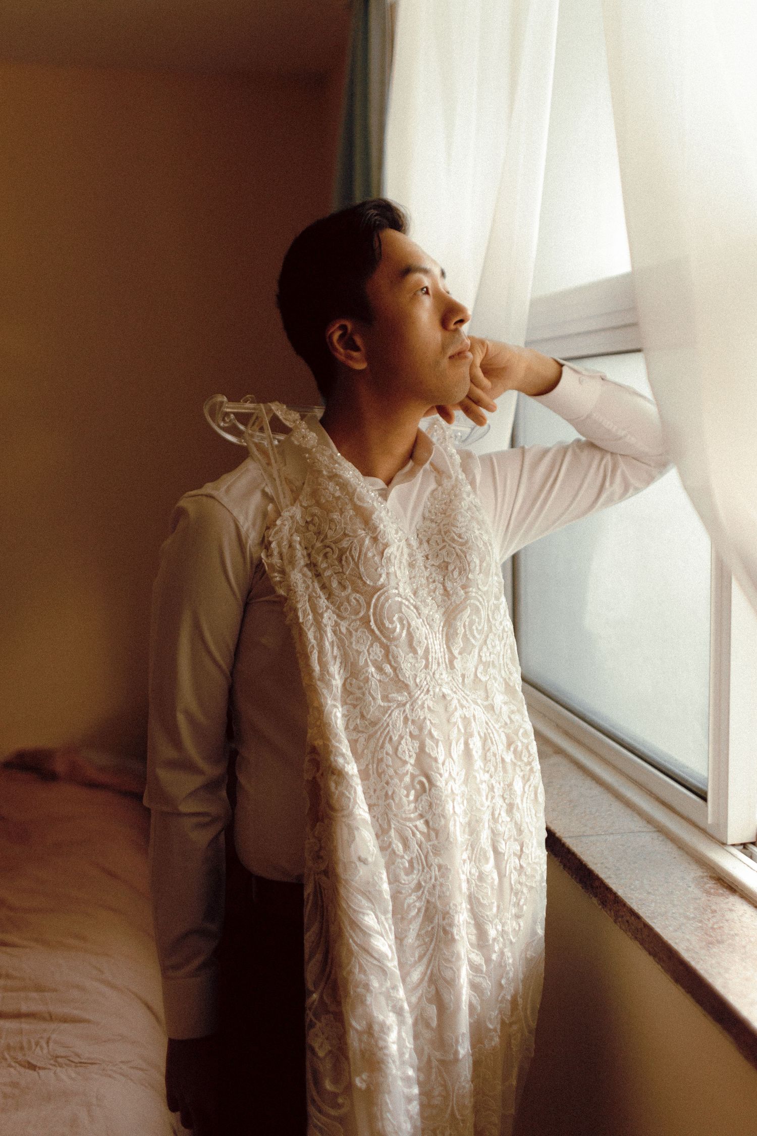 Asian couple wedding shoot at Kensington Market and Scarborough Bluffs with emotional sunset vow reading, candid, romantic, Toronto-based