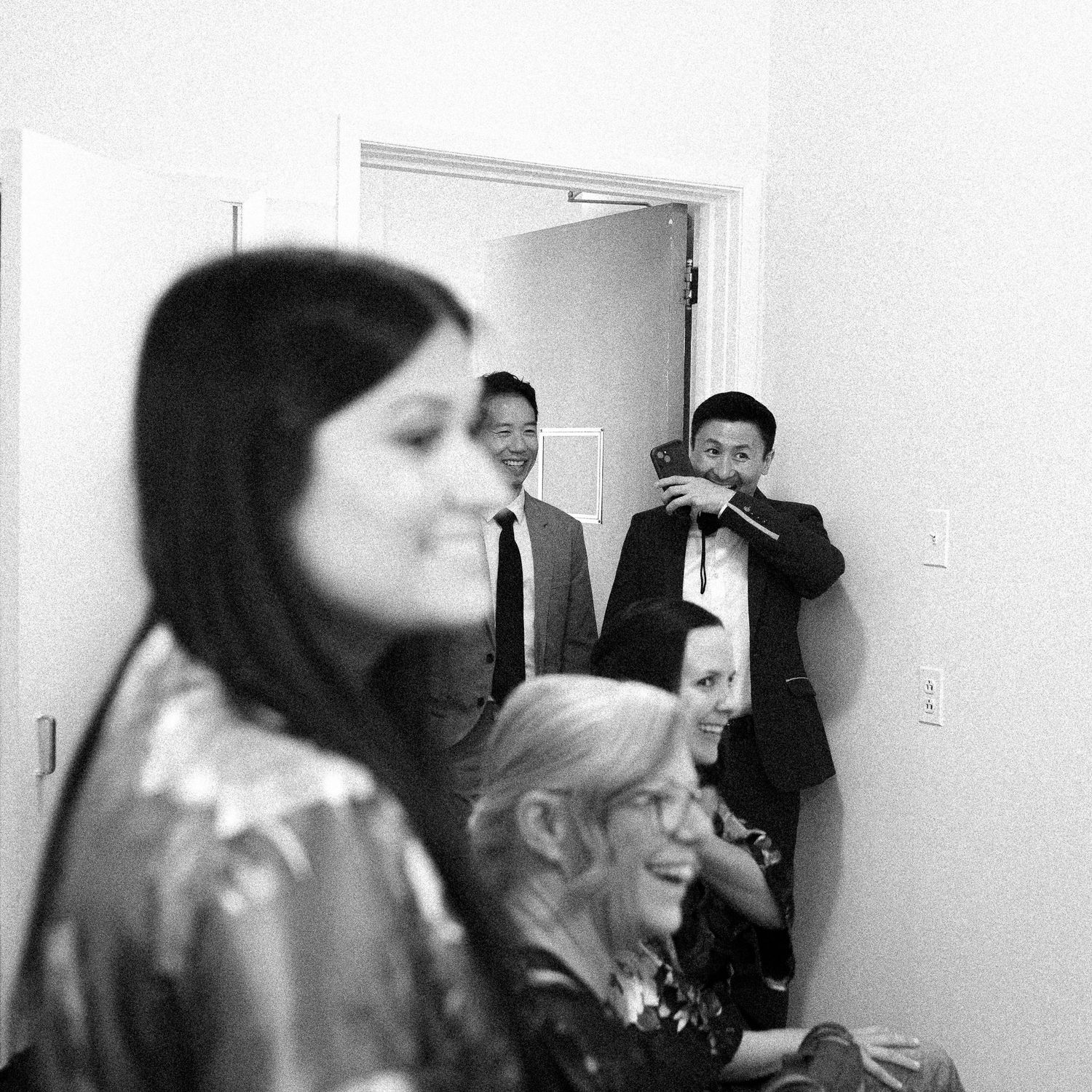 bridal party seeing bride for the first time on Toronto Island