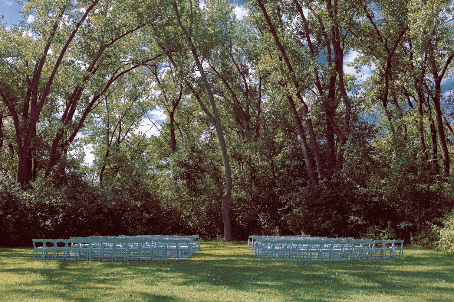 outdoor ceremony set up on Toronto Island