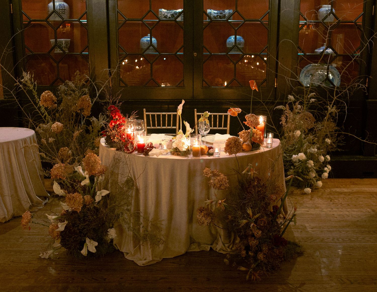 Bride and Groom's fall inspired table decor at Old Mill Toronto wedding