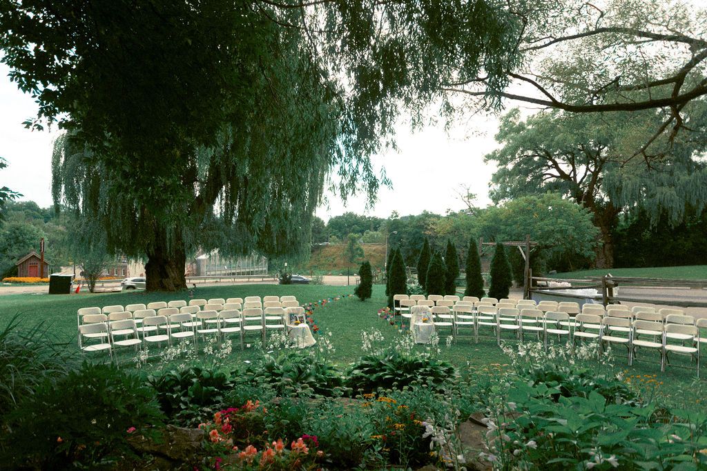 Lush garden grounds at Fantasy Farm Toronto wedding venue surrounded by Don Valley Conservation Area