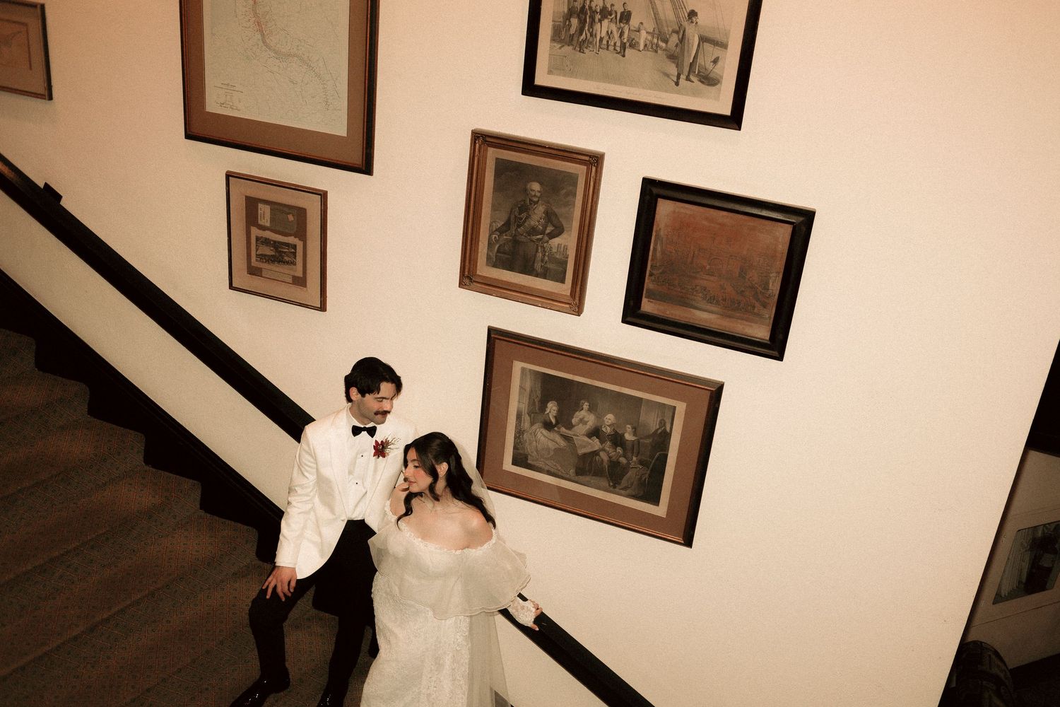 bride and groom cinematic couple photos at Old Mill Toronto fall wedding