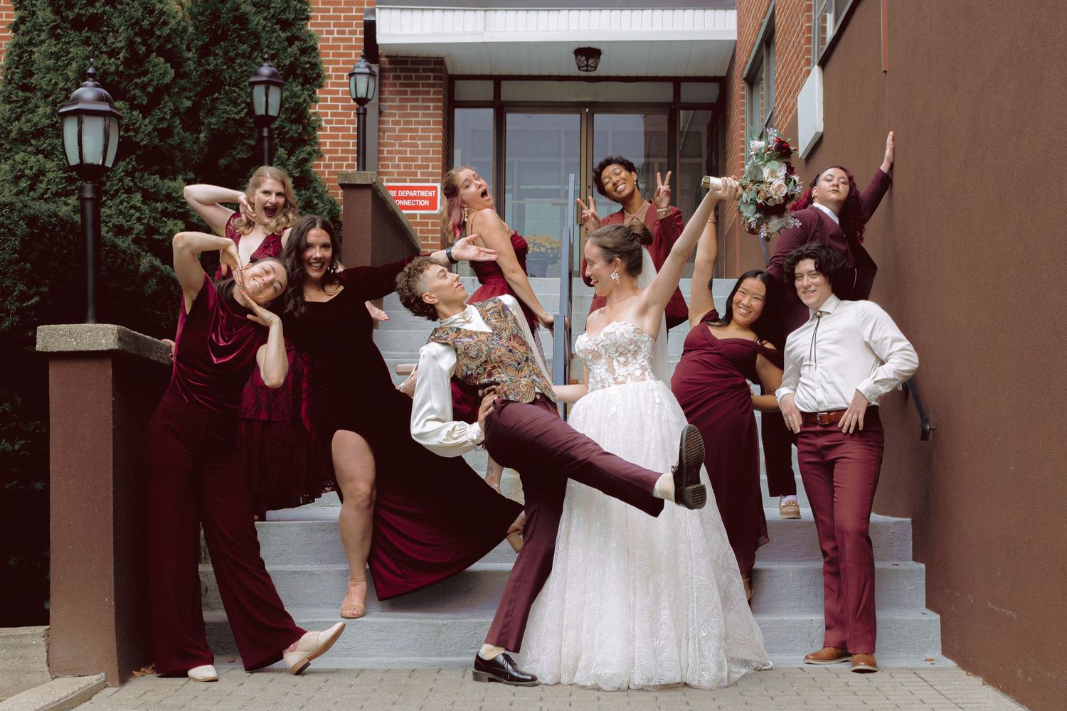 Fun and inclusive bridal party photos Toronto wedding