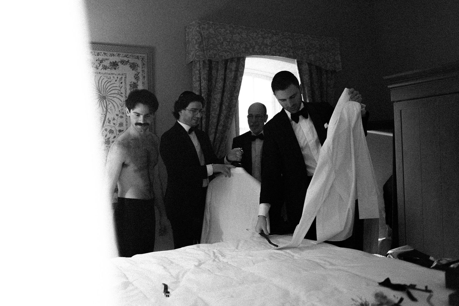 jewish groom getting ready  at Old Mill hotel Toronto